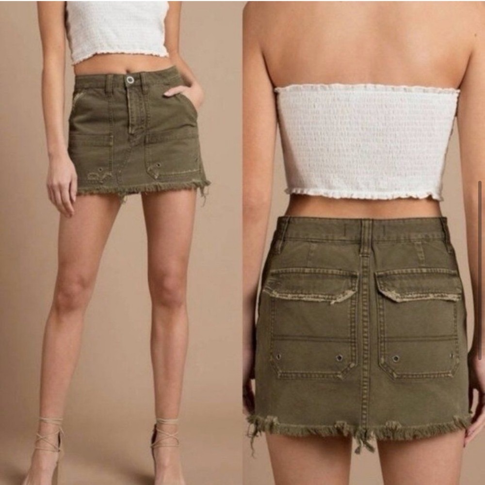 Free People Olive Mini Skirt